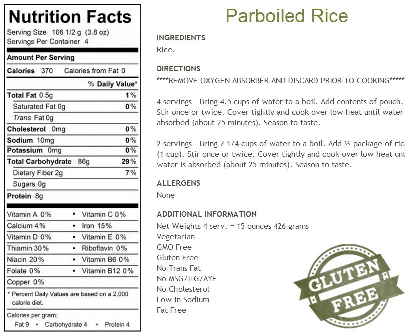 Parboiled Rice Legacy Nutritional